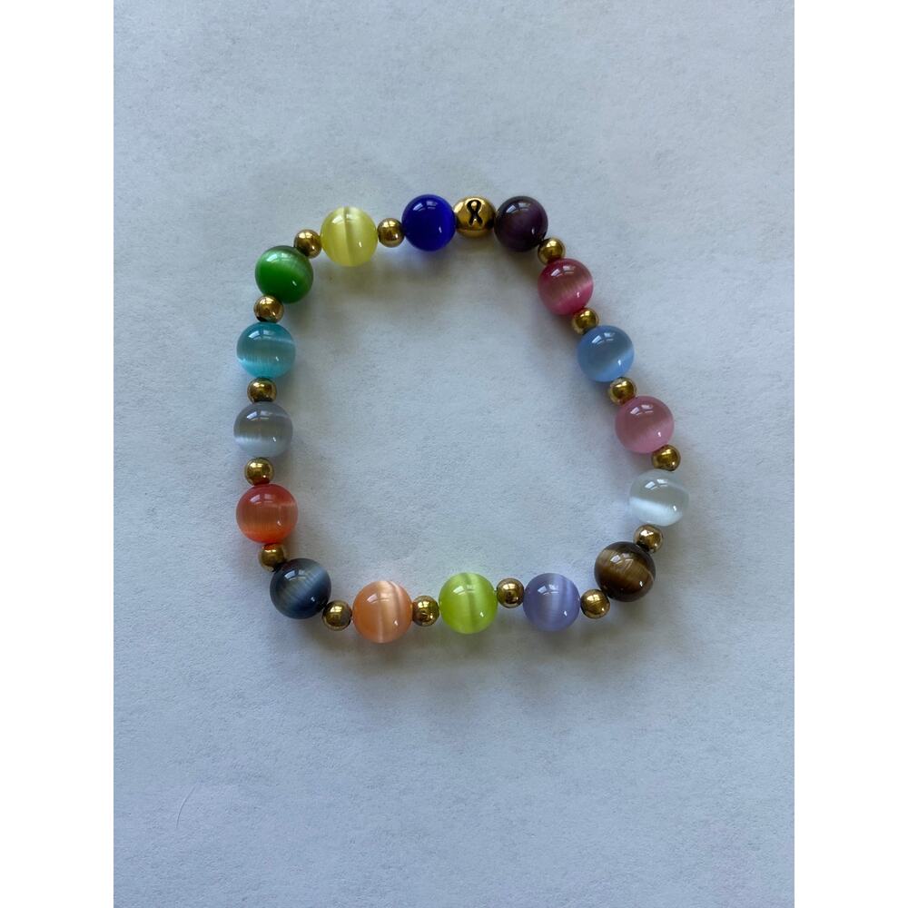 Cancer Awareness Cat's Eye Stretch Bracelet
